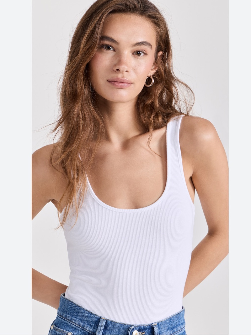 L'AGENCE Ribbed Scoop Neck Tank top in White